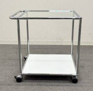 買取金額 15,000円 ■USM/ハラーシステム■トローリー　ワゴン　シンプル　ガラス ストッパー付き