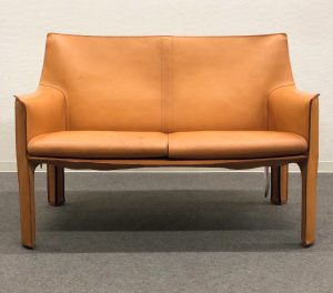 買取金額 240,000円 ■Cassina/カッシーナ■414 CAB ラウンジチェア 2シーター ソファ コニャック マリオ・ベリーニ 2人掛け