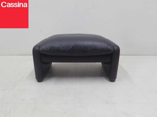 買取金額 65,000円 Cassina カッシーナ 675-OT MARALUNGA マラルンガ 黒 本革レザー FXランク オットマン ソファ
